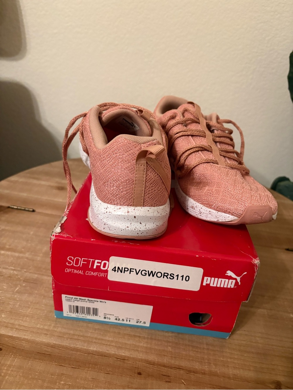 Puma Women Rose Gold/Slightly Peach-like Sneakers with White Speckled Soles